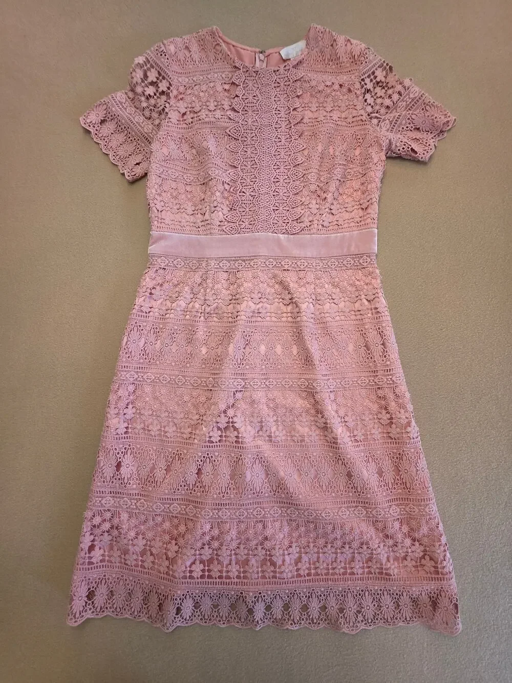 Rachel Parcell Pink Floral Guipure Lace Sheath Midi Dress Sz Medium